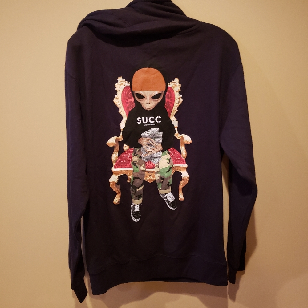 SUCC Intl Lil Mayo Alien Graphic Hoodie Black Streetwear Size Small.